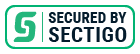 Secured by Sectigo Logo - SSL Certificate - white and green white black font